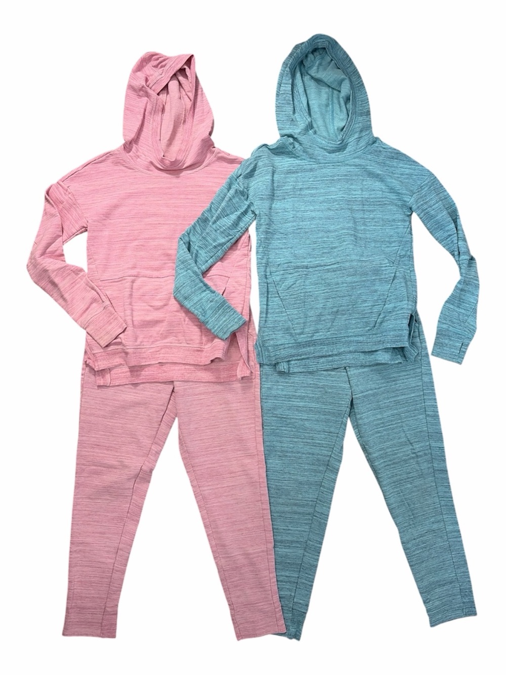 Kids Hoodie and Jogger Sets - Pink and Teal
